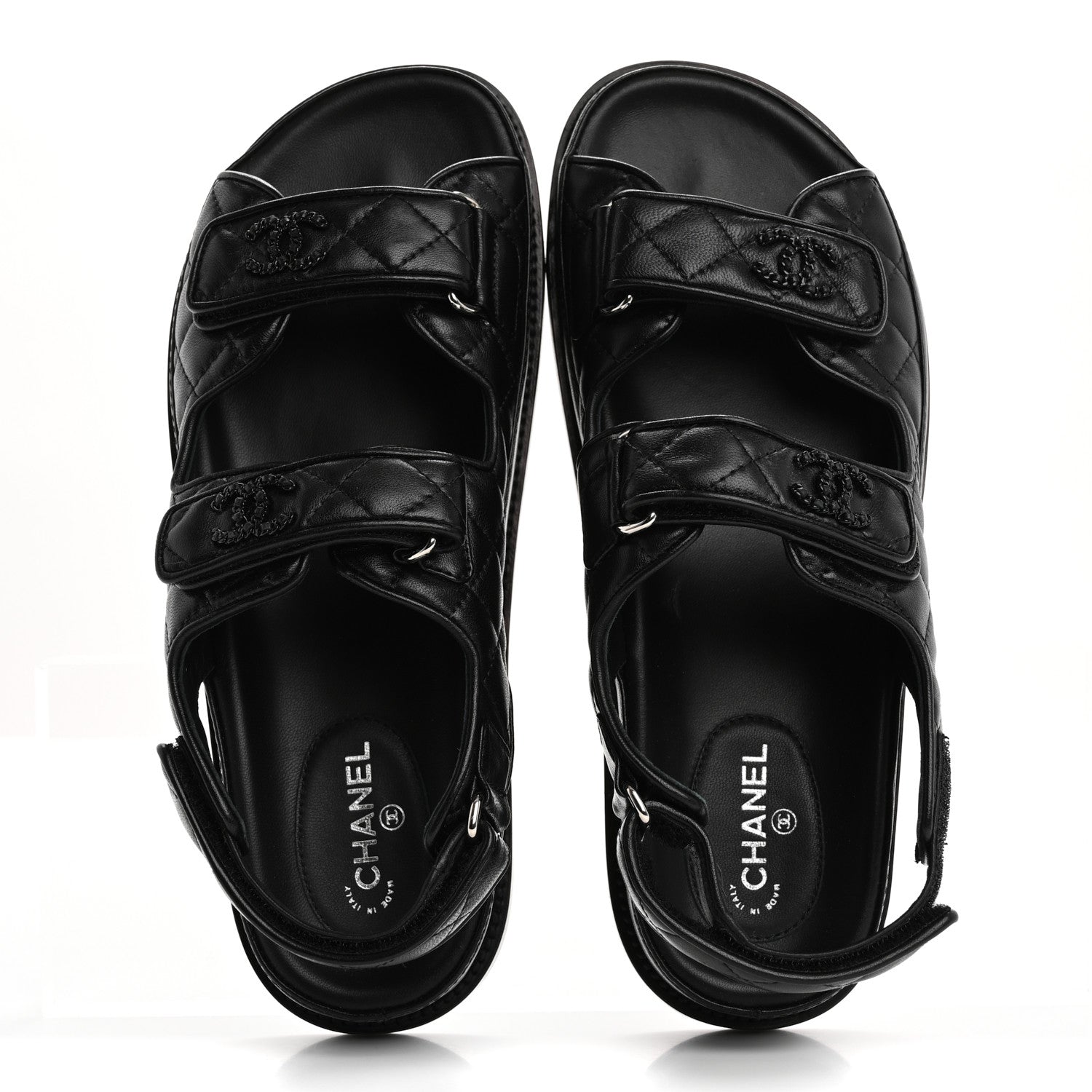 Chanel Lambskin Quilted Velcro Dad Sandals 39 So Black 2 of 9