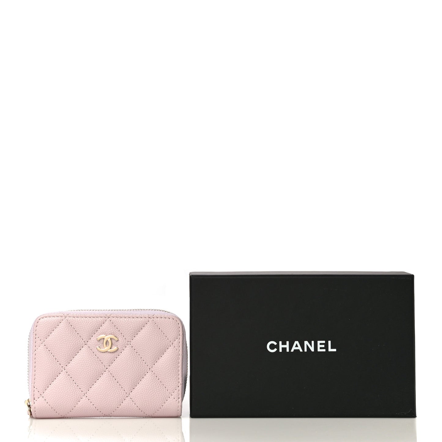 Caviar Quilted Zip Coin Purse Light Pink