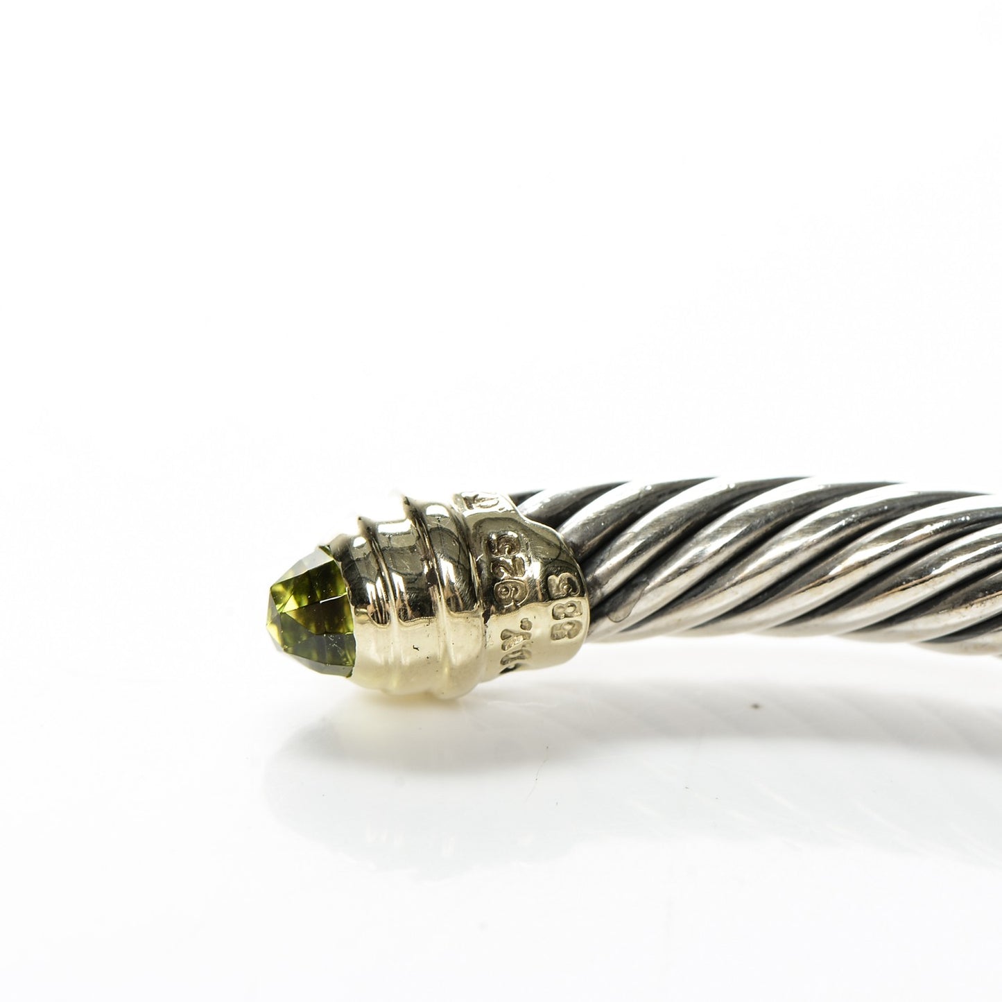 Sterling Silver 14K Yellow Gold Peridot 5mm Cable Classics Bracelet