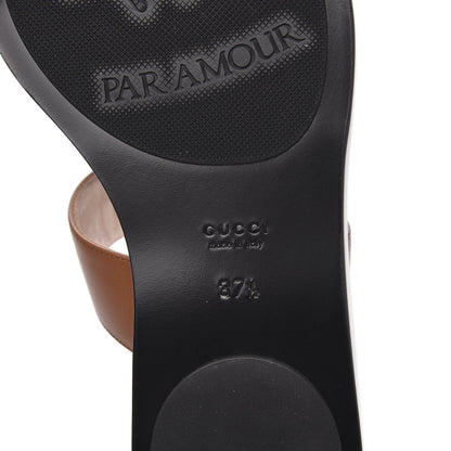 Gucci Calfskin GG Marmont Thong Sandals 37.5 Cognac 7 of 8