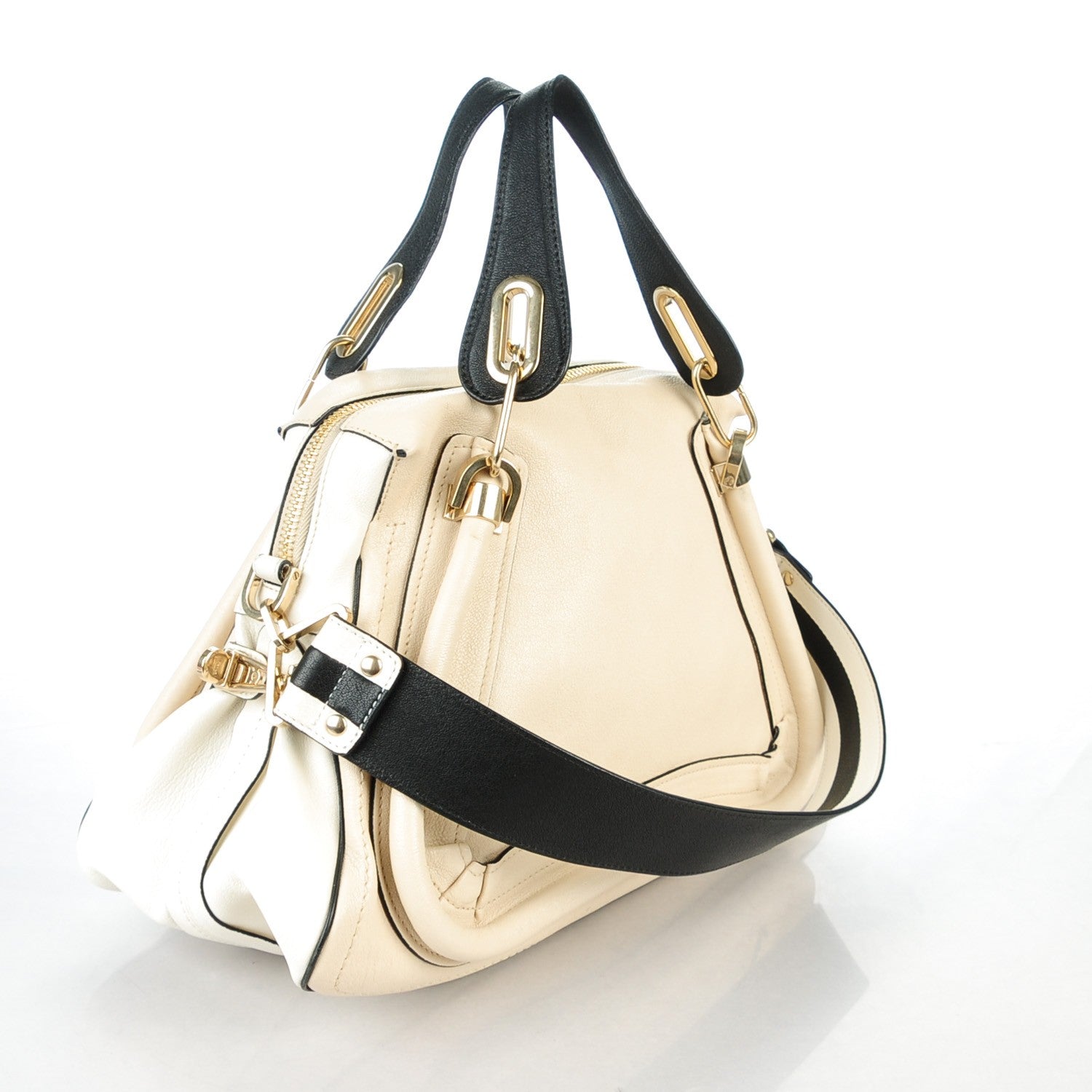 Chloe Calfskin Medium Military Paraty Black White 3 of 10