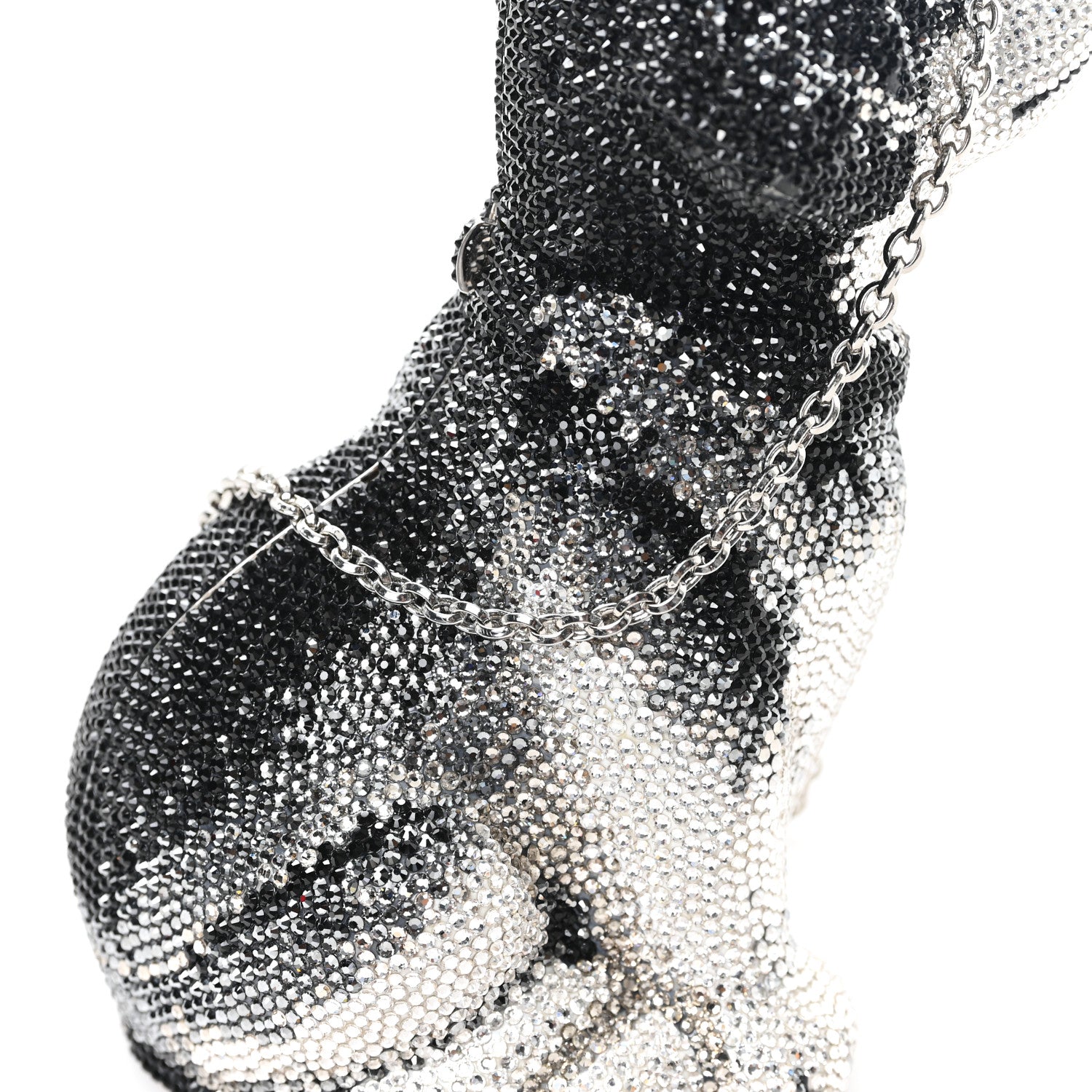 Judith Leiber Crystal Saddie Puppy Dog Minaudiere Clutch Jet Silver 8 of 11