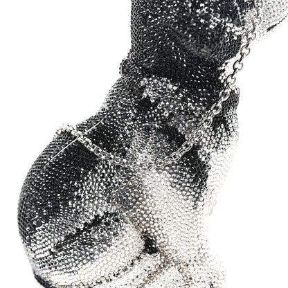 Judith Leiber Crystal Saddie Puppy Dog Minaudiere Clutch Jet Silver 8 of 11