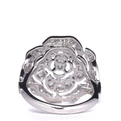 Chanel 18K White Gold Diamond Bouton de Camélia Ring 56 7.5 4 of 6