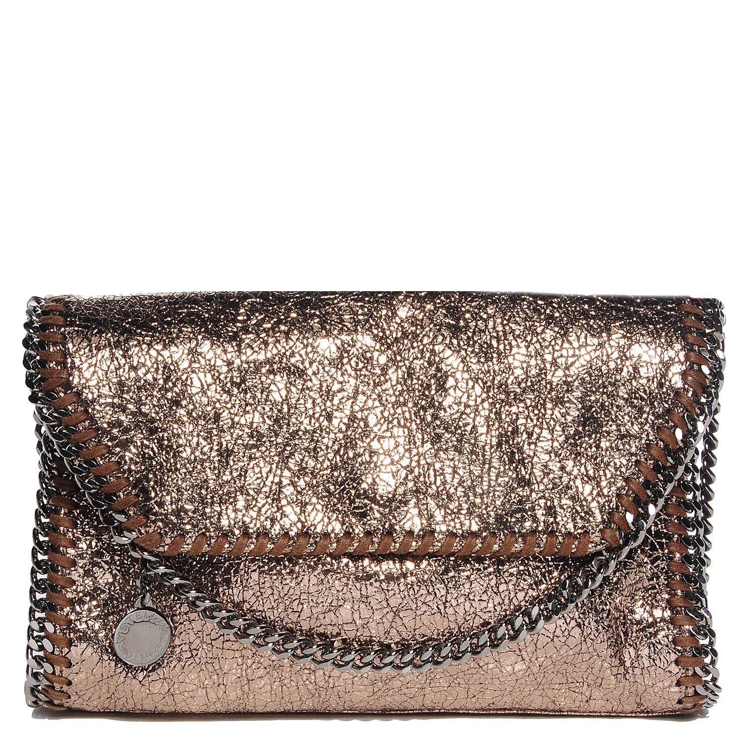 Stella McCartney Metallic Crackle Faux Leather Mini Falabella Rose Gold 1 of 8
