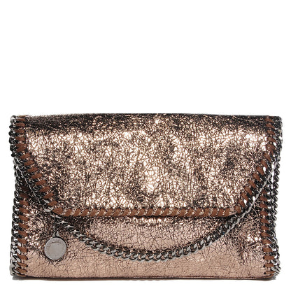 Stella McCartney Metallic Crackle Faux Leather Mini Falabella Rose Gold 1 of 8