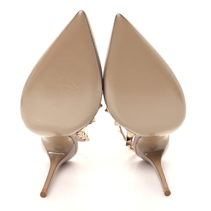 Valentino Garavani Pebbled Calfskin Rockstud Ankle Strap 100mm Pumps 37 Poudre 6 of 10