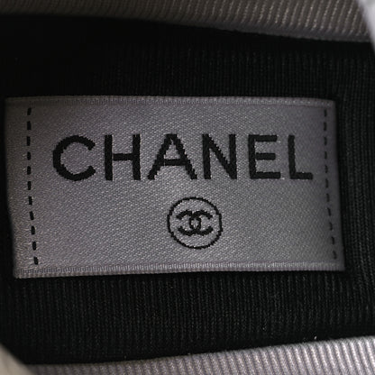 Chanel Fabric Laminated Calfskin Stretch CC Womens Sneakers 40 White Gold Silver 9 of 13