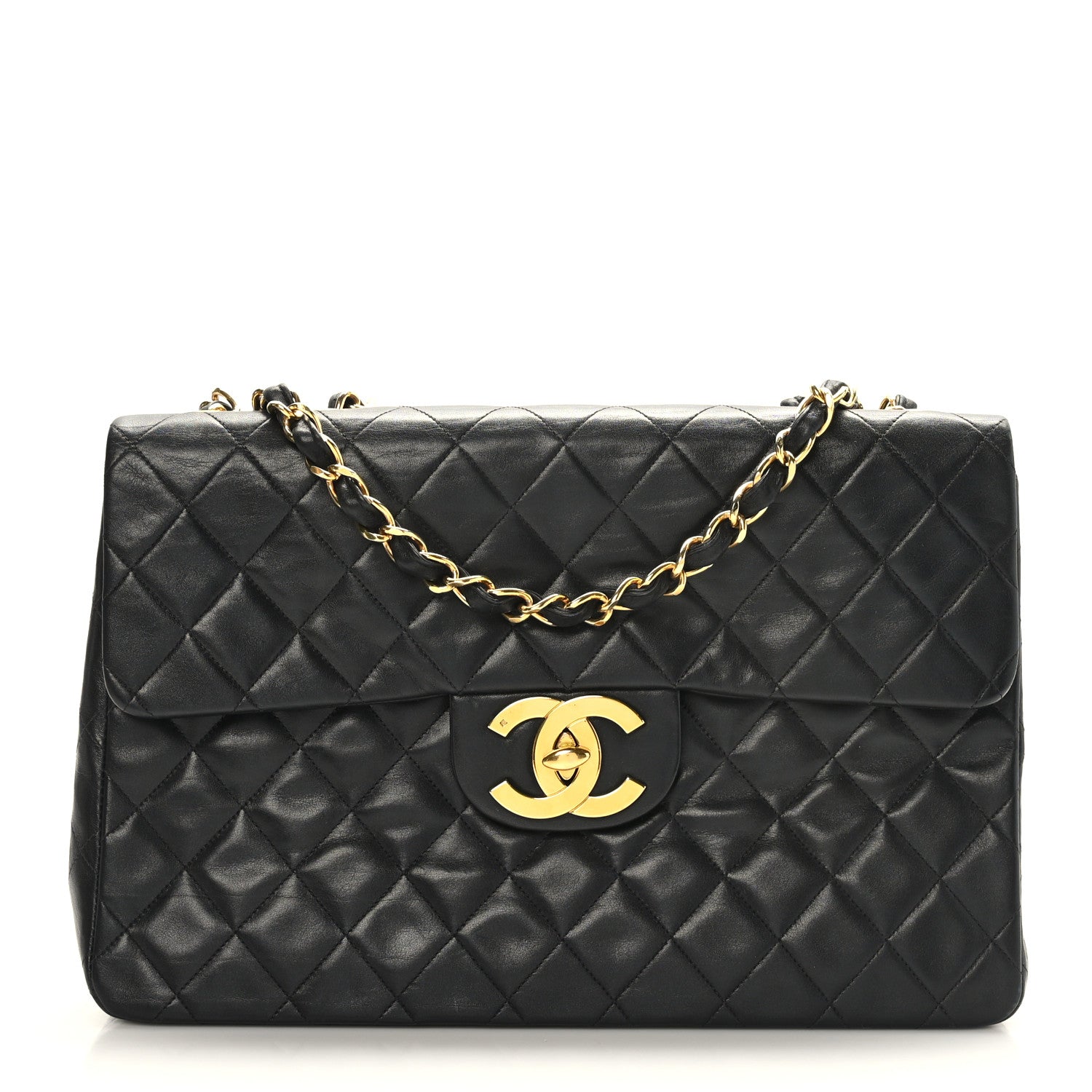 Chanel Lambskin Quilted XL Jumbo Single Flap Black 1 of 9
