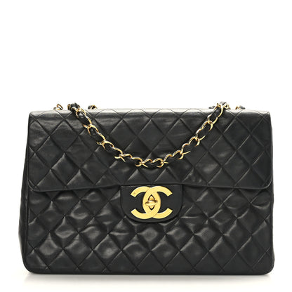 Chanel Lambskin Quilted XL Jumbo Single Flap Black 1 of 9