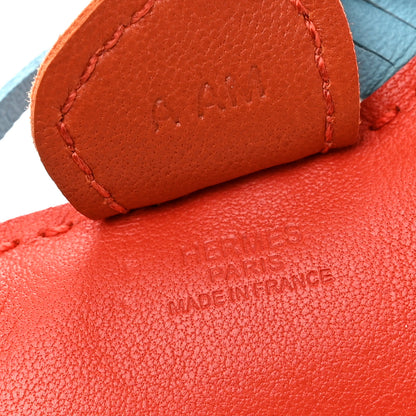 Hermes Milo Lambskin Grigri Rodeo Horse Bag Charm PM Capucine Celeste Cornaline 3 of 4