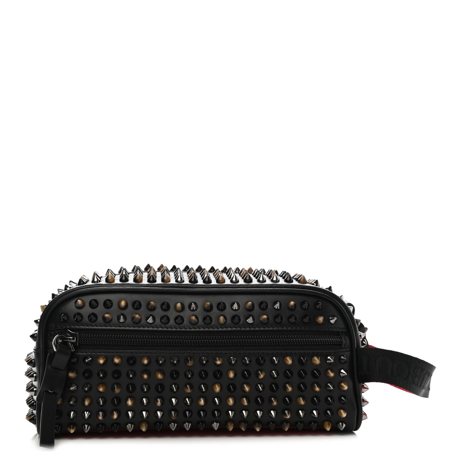 Christian Louboutin Calfskin Spikes Mens Blaster Toiletry Bag Black 1 of 8