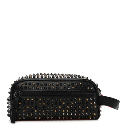 Christian Louboutin Calfskin Spikes Mens Blaster Toiletry Bag Black 1 of 8