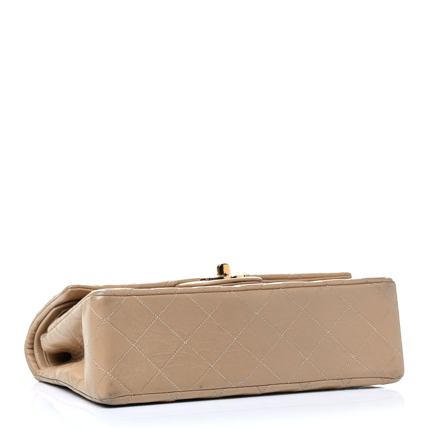 Lambskin Quilted Small Double Flap Beige