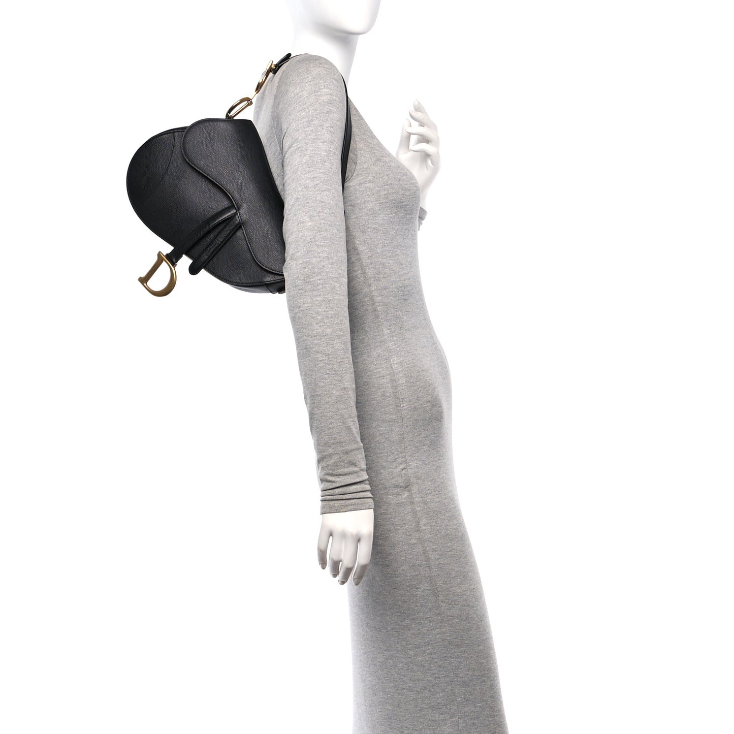Grained Calfskin Saddle Bag Black