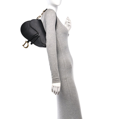 Christian Dior Grained Calfskin Saddle Bag Black 2 of 11