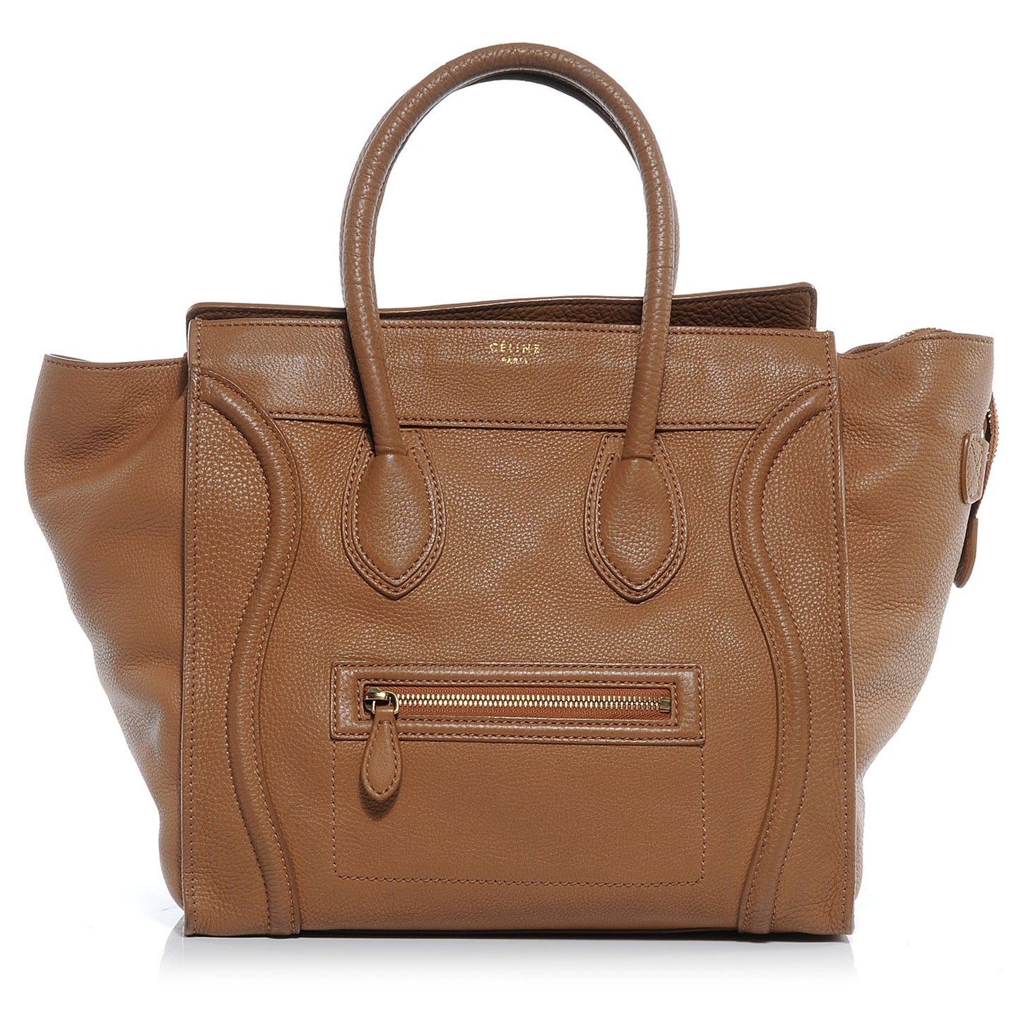 Drummed Calfskin Mini Luggage Camel
