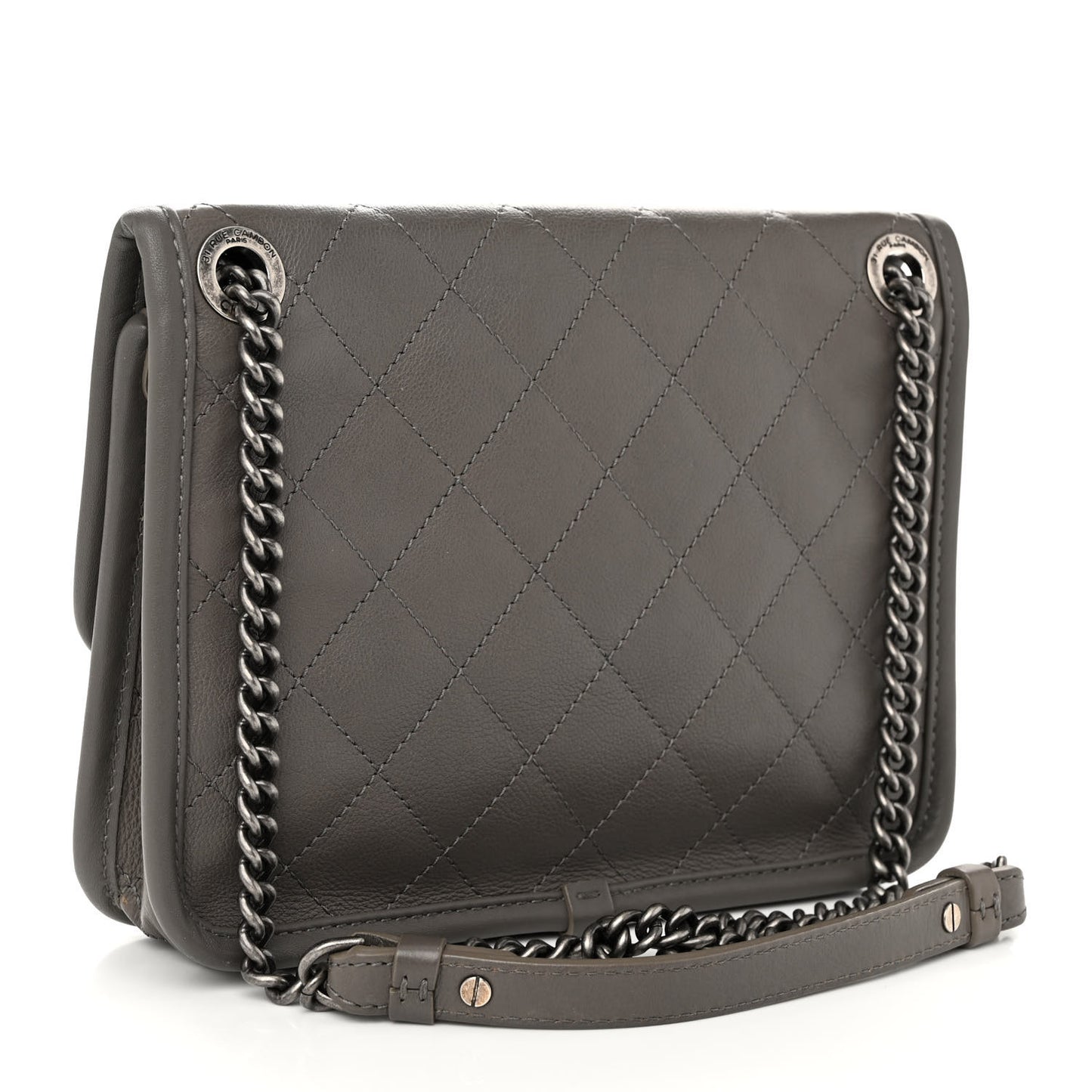 Calfskin Quilted Mini French Riviera Flap Grey