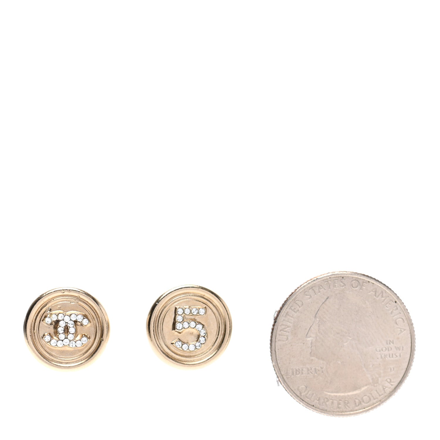 Chanel Crystal CC Round Earrings Light Gold 2 of 4
