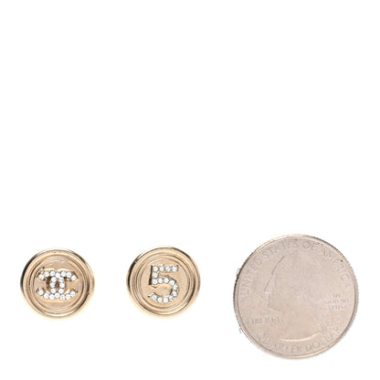 Chanel Crystal CC Round Earrings Light Gold 2 of 4