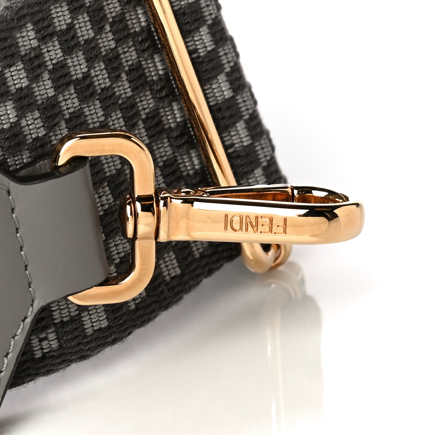 Ribbon Vitello King Logo Embossed Gingham Woven Adjustable Strap You Moon Ghiaia