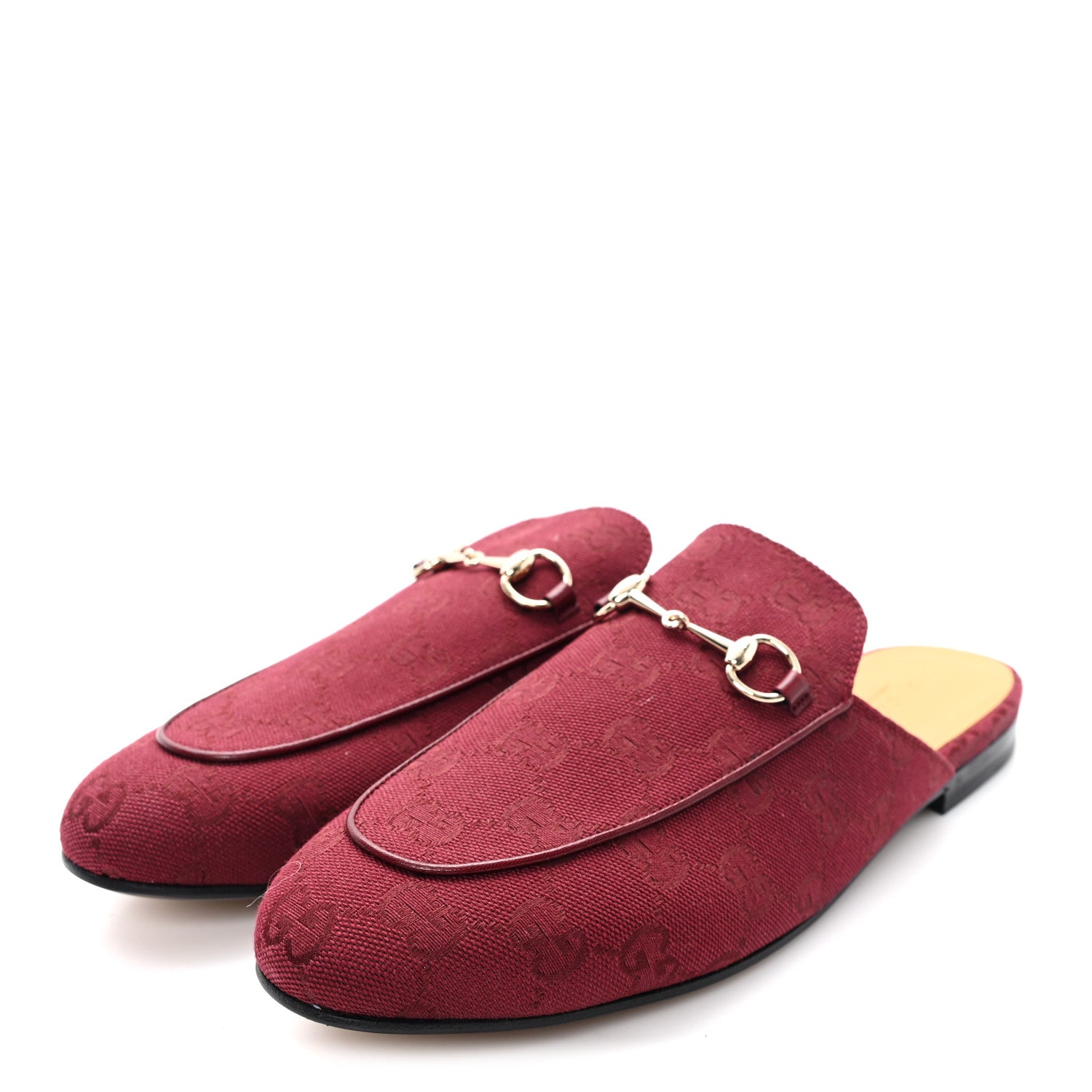 Gucci New Canvas GG Monogram Malaga Kid Womens Princetown Slippers 40 Rosso Ancora 4 of 10