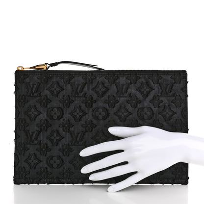 Louis Vuitton Monogram Lurex Flat Zip Pochette Black 2 of 7