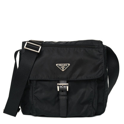 Prada Tessuto Nylon Single Buckle Messenger Bag Black 1 of 12