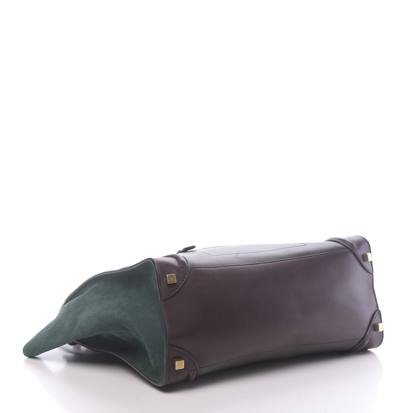 Smooth Calfskin Suede Tri-Color Shoulder Luggage Slate Blue Grey Burgundy