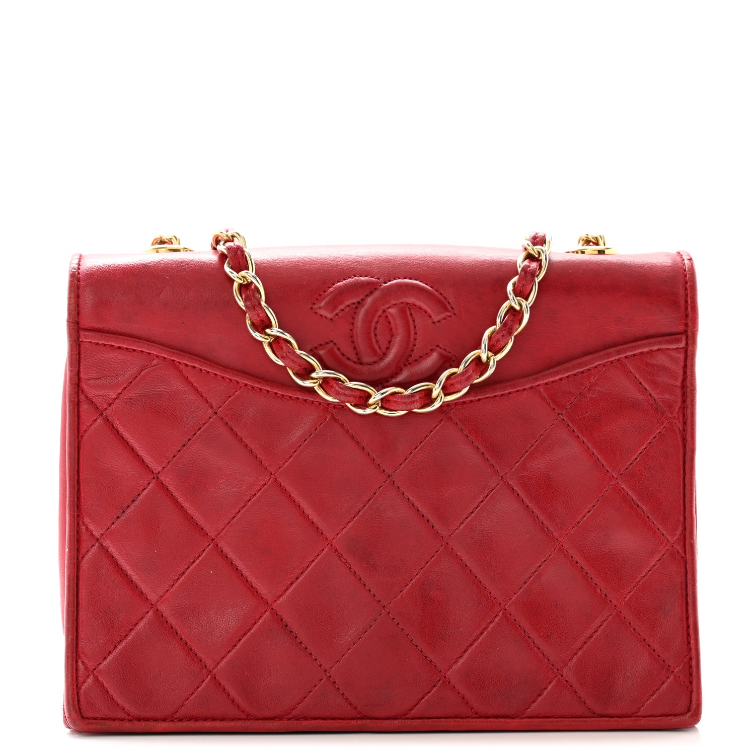 Chanel Lambskin Quilted CC Small Single Flap Red 1 of 13