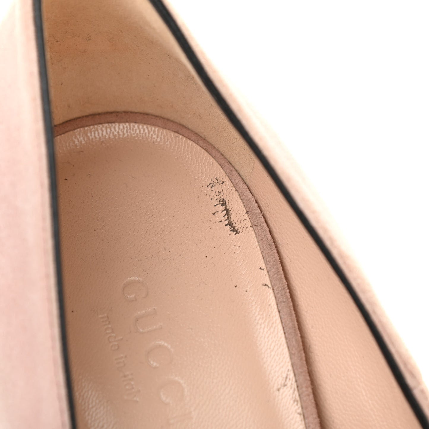 Kid Scamosciato GG Marmont Fringe 105mm Loafer Pumps 38.5 Crystal Pink