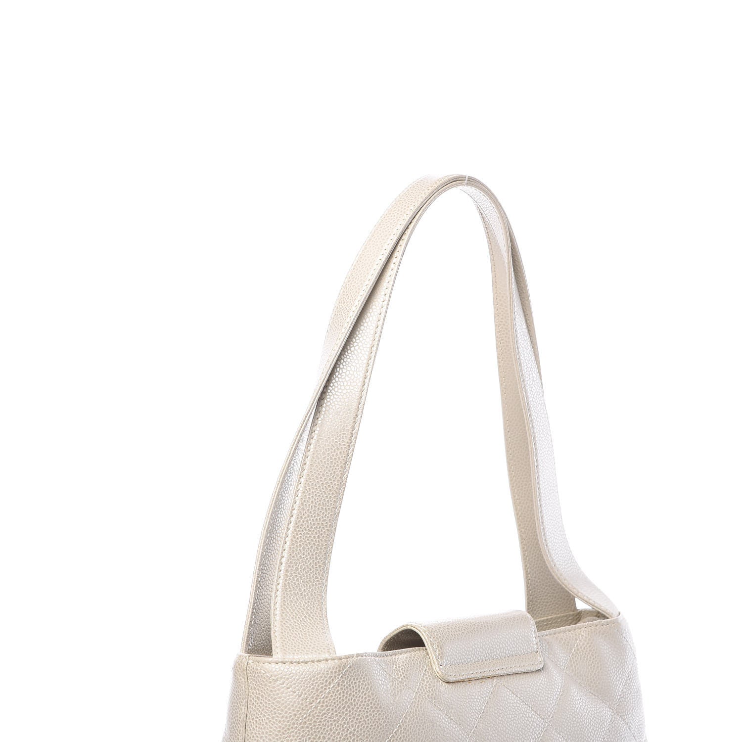 Chanel Metallic Caviar Quilted Shoulder Bag White 10 of 14