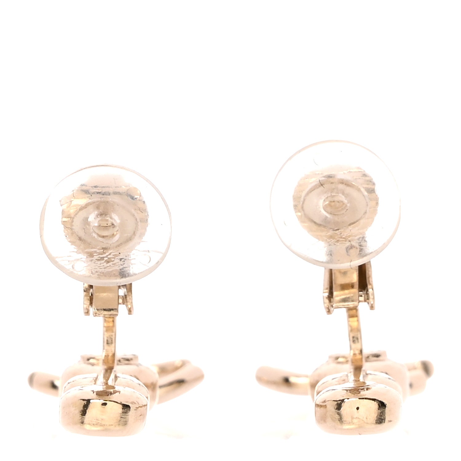 Chanel Crystal CC Drop Clip On Earrings Gold 3 of 5
