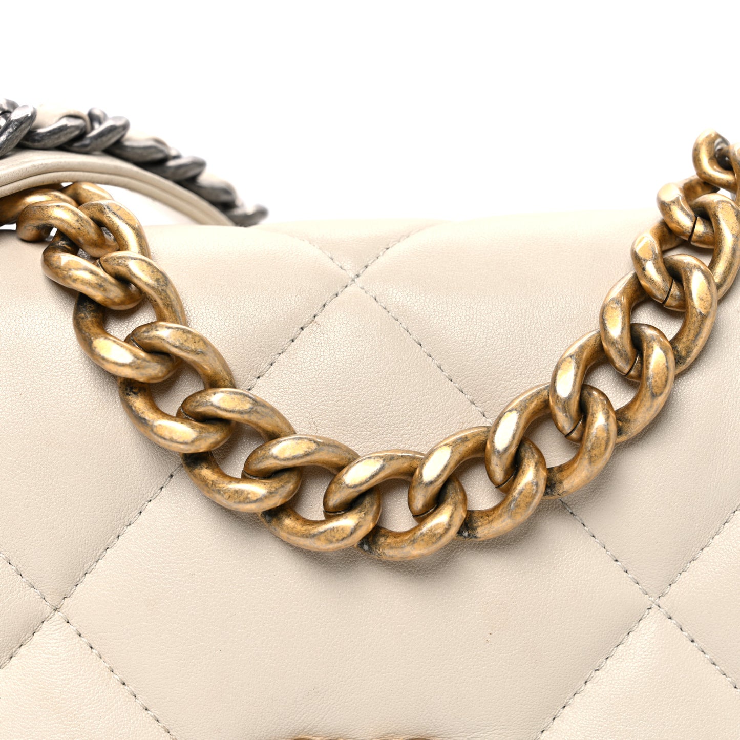 Goatskin Quilted Medium Chanel 19 Flap Beige