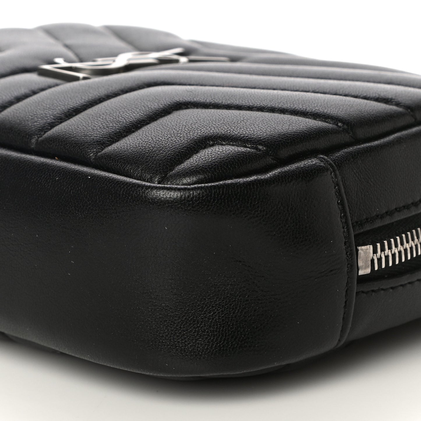Lambskin Y Quilted Monogram Loulou Cosmetic Case Black