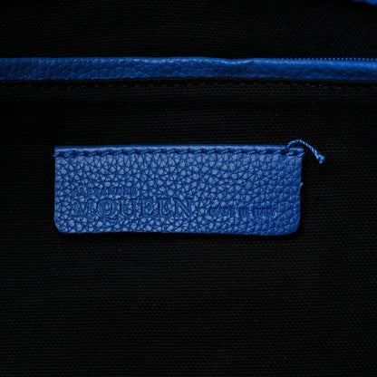 Alexander McQueen Pebbled Calfskin Large Skull Padlock Zip Around Tote Cobalt 6 of 16