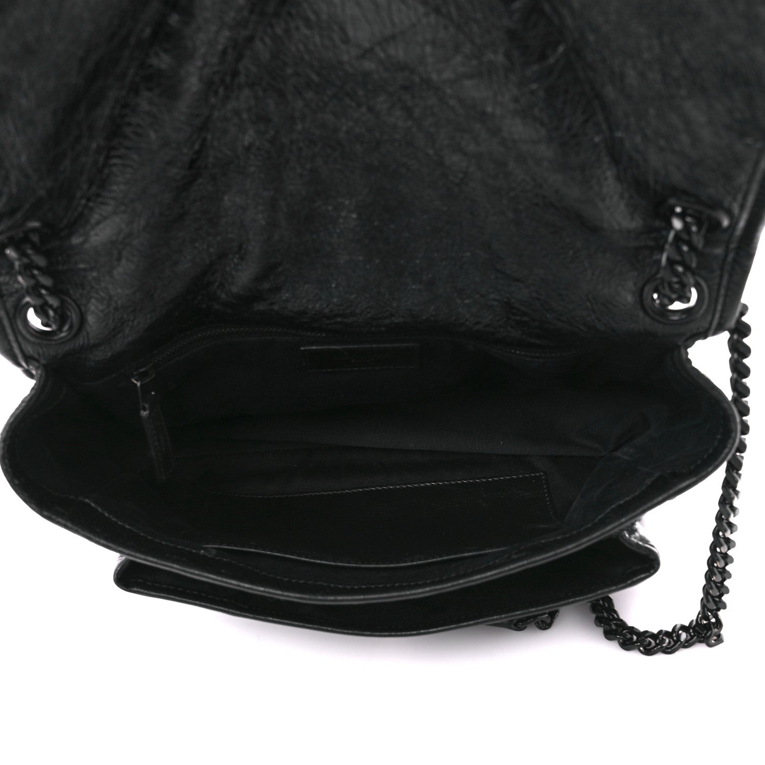Saint Laurent Crinkled Calfskin Matelasse Monogram Medium Niki Chain Satchel Black 5 of 12