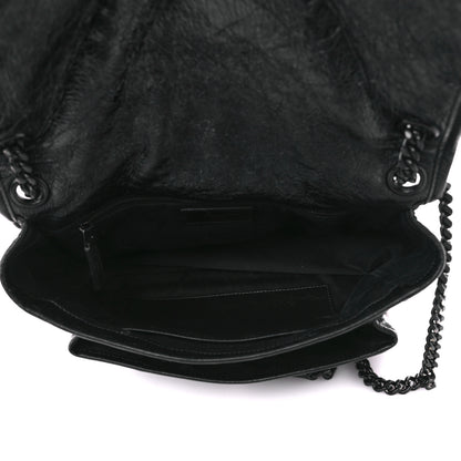 Saint Laurent Crinkled Calfskin Matelasse Monogram Medium Niki Chain Satchel Black 5 of 12