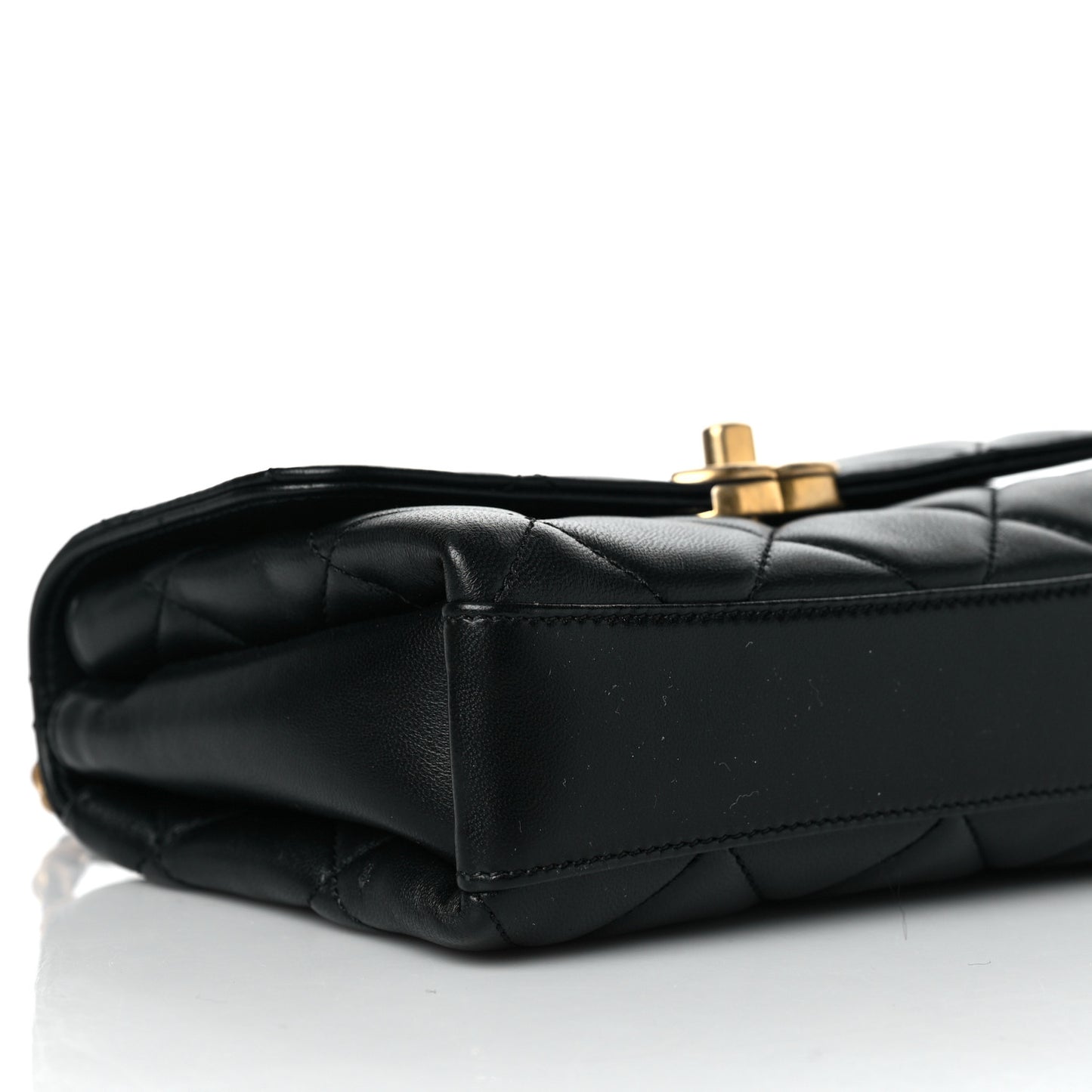 Lambskin Quilted Mini CC Crystal Logo Chain Flap Black