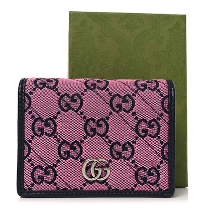 Gucci Monogram Multicolor Matelasse Diagonal GG Marmont Card Case Wallet Pink Blue 8 of 8