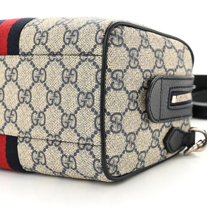 Gucci GG Supreme Monogram Textured Dollar Calfskin Web Mini Ophidia Top Handle Bag Beige Blue 10 of 11