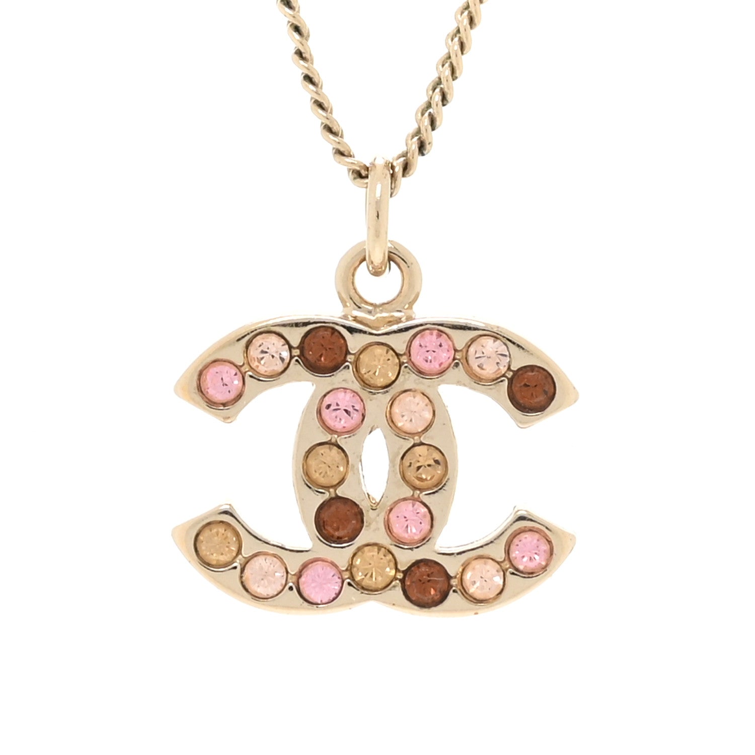 Chanel Crystal CC Necklace Gold Multicolor 3 of 4