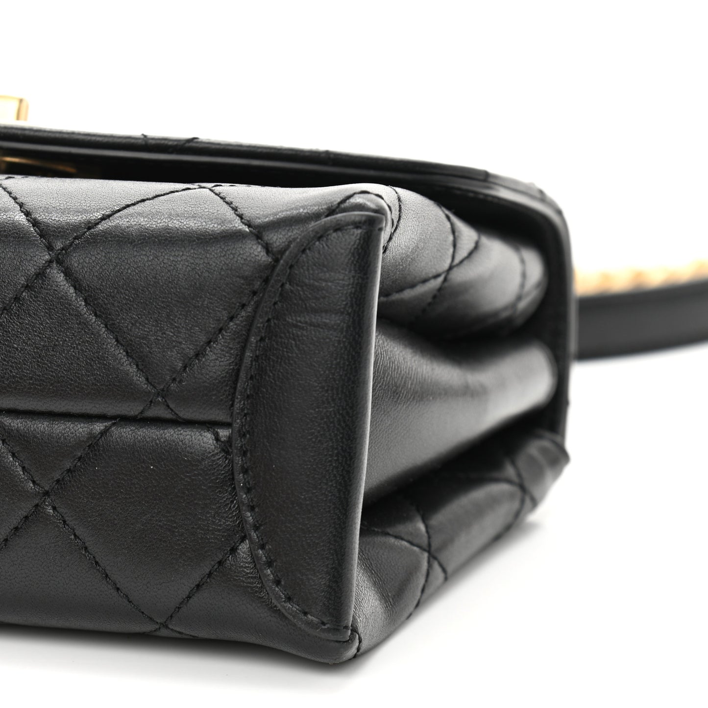Lambskin Quilted Small Trendy Spirit Top Handle Bag Black
