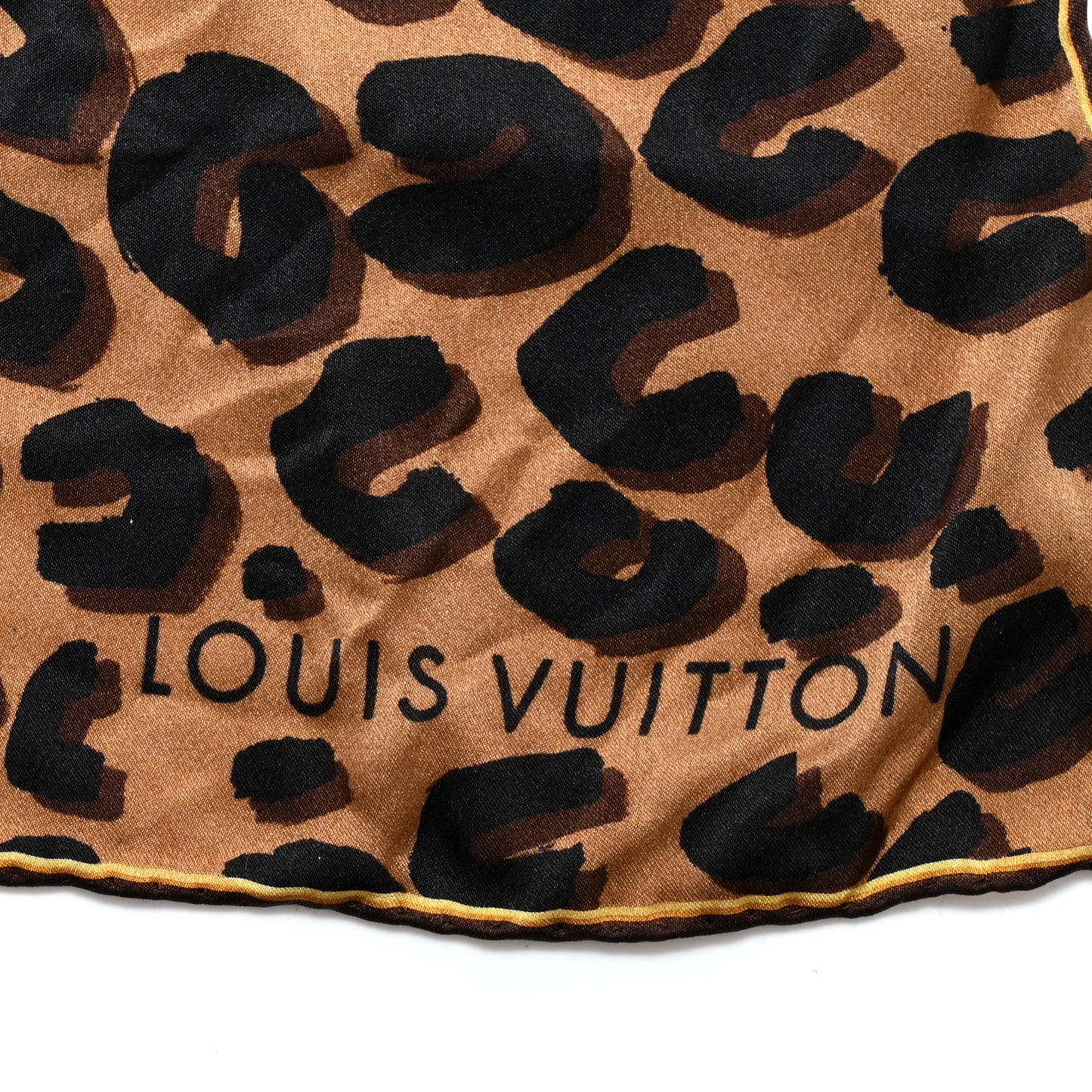 Silk Leopard Monogram Square Scarf