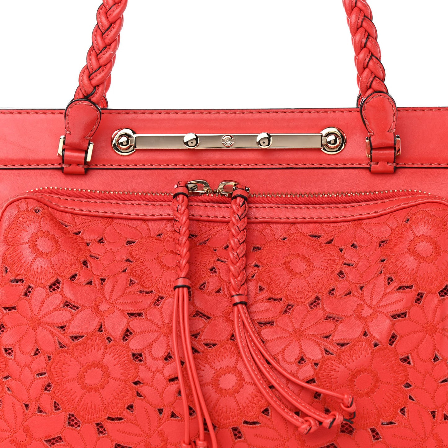 Vitello Lace Demetra Satchel Coral