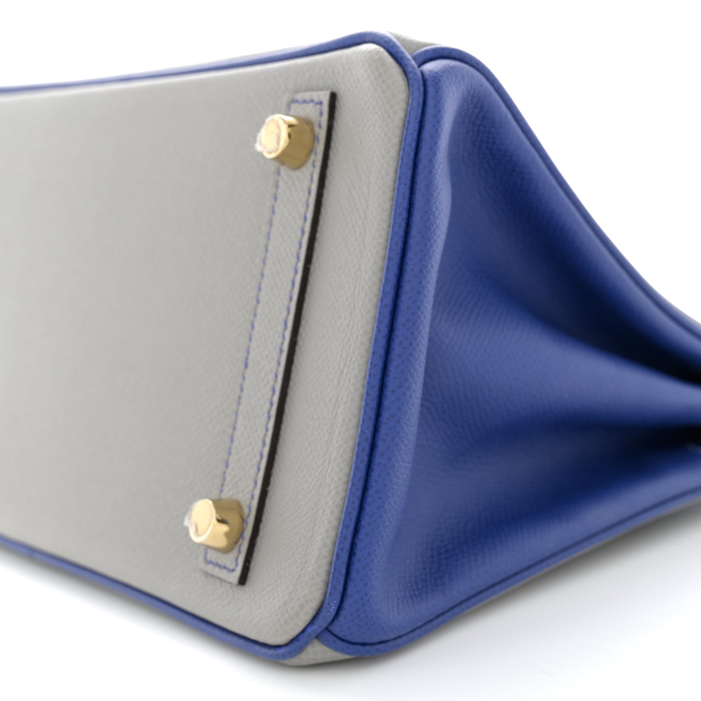 Epsom Horseshoe Birkin 25 Gris Mouette Bleu Electrique