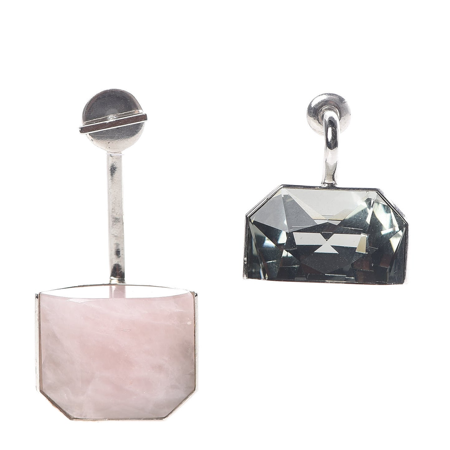Rose Quartz Crystal Set Earrings Silver