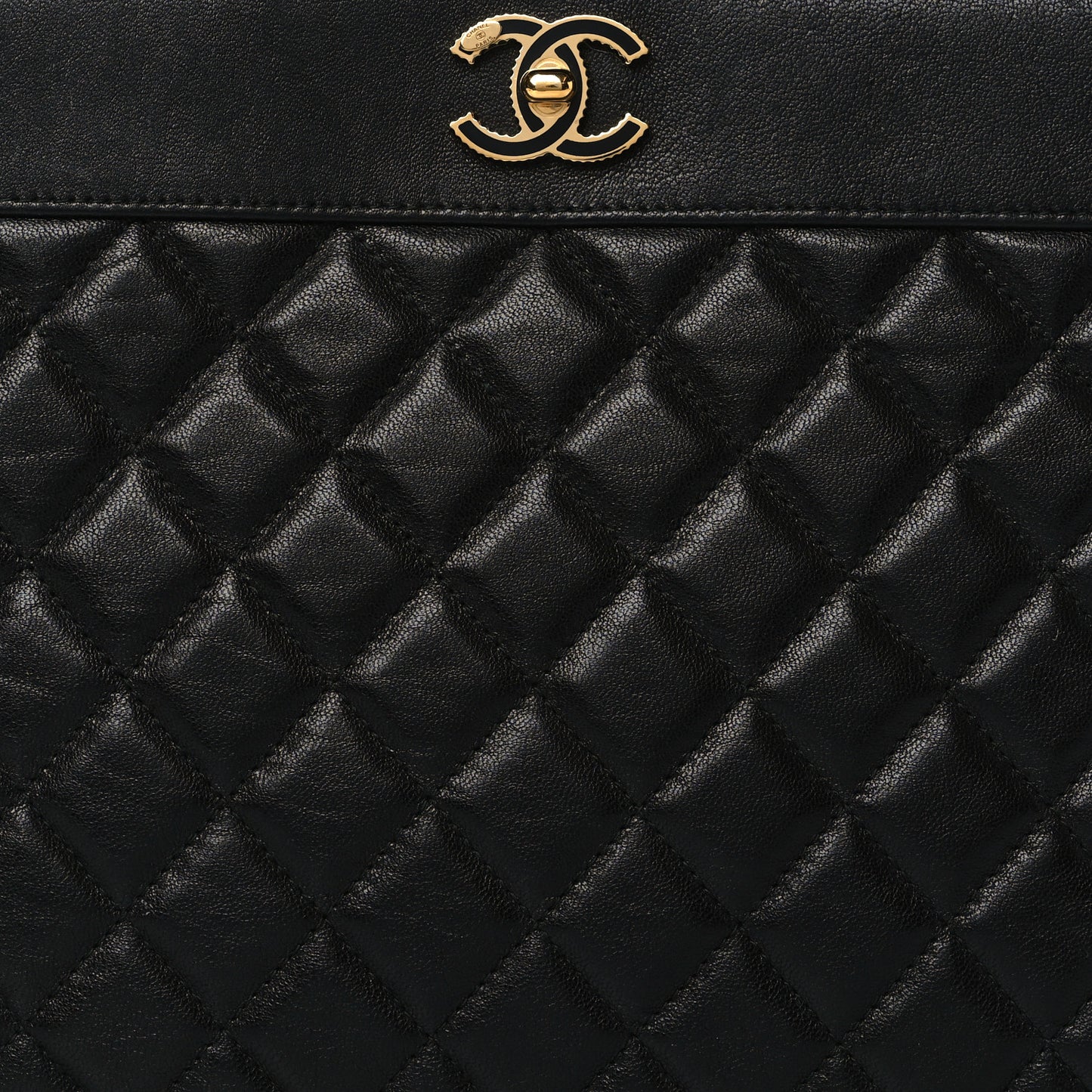 Sheepskin Quilted Mademoiselle Vintage Large Zip Pouch Black