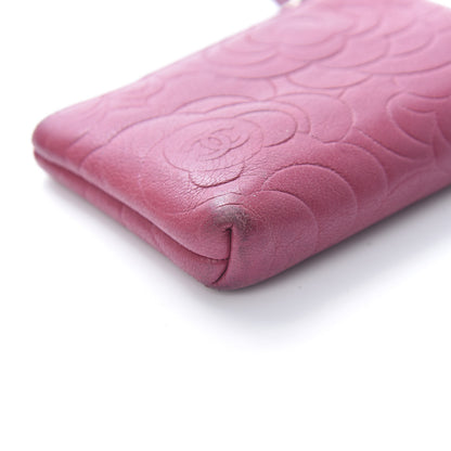 Chanel Lambskin Camellia Embossed Key Holder Case Fuchsia 14 of 16