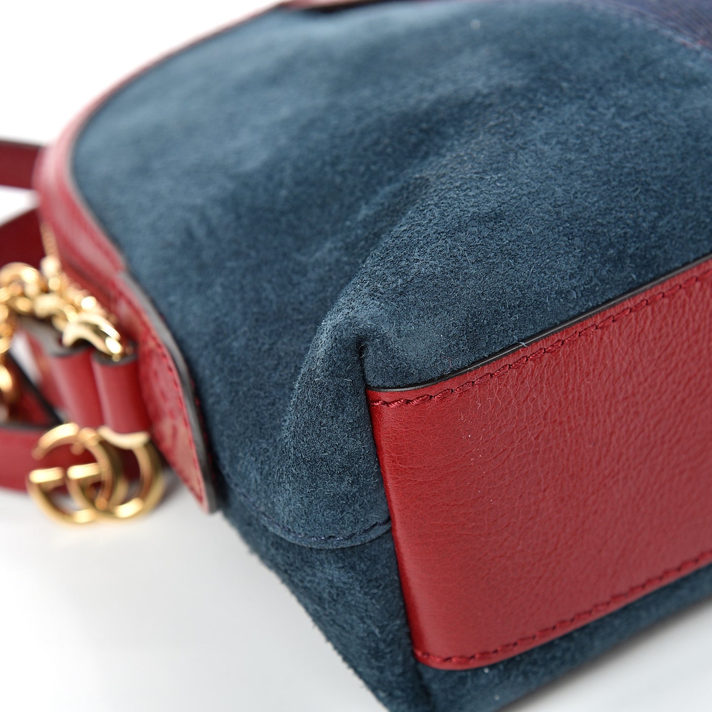 Suede Calfskin Web Small Ophidia Dome Shoulder Bag New Blue Romantic Cherry